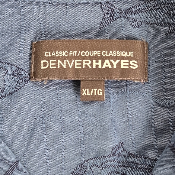 Denver Hayes Men's Classic Blue Casual Xl Shirt  Fish Theme, Fathers Day Gift! - Picture 6 of 8